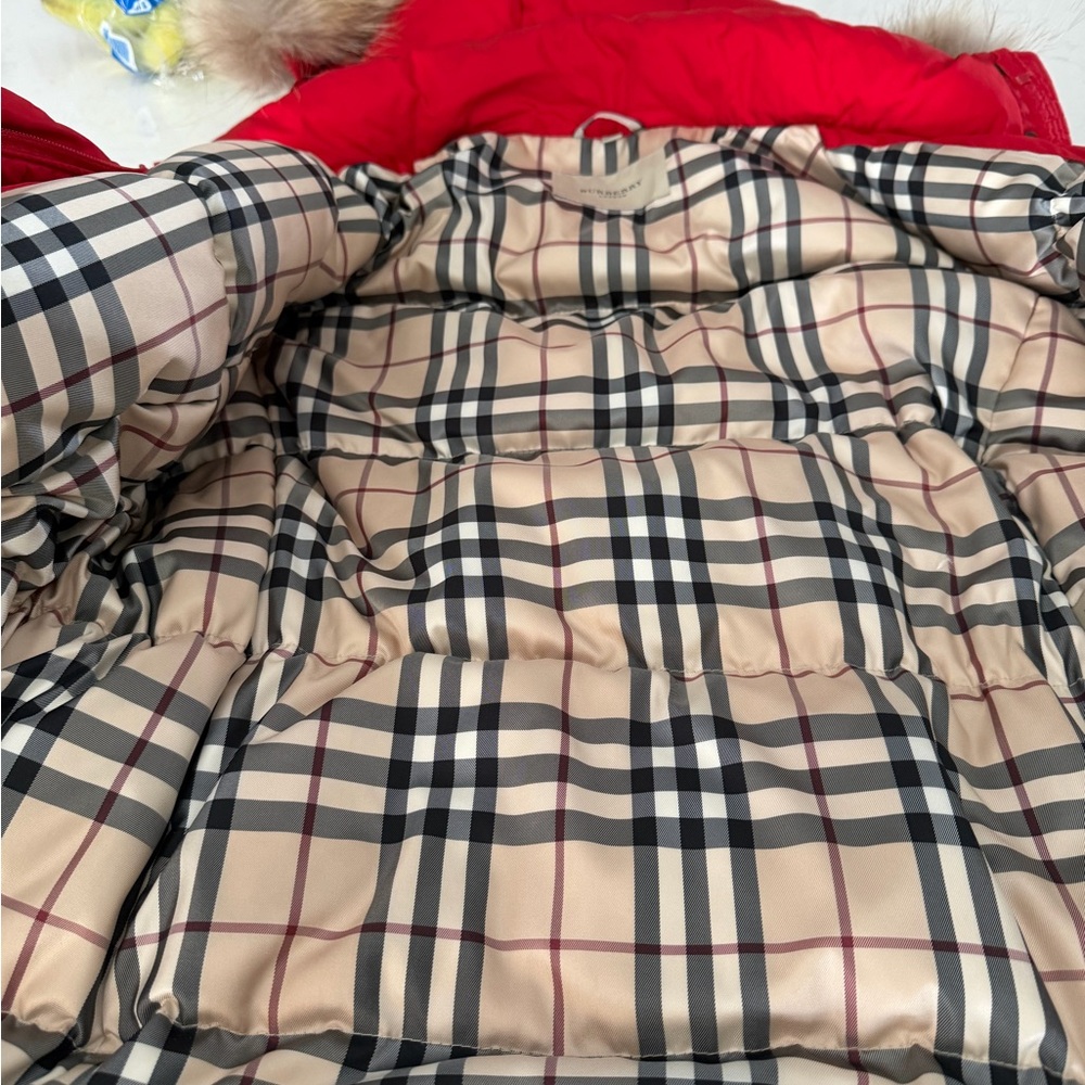Burberry Red Jacket with Check Lining - Picture 4 of 9